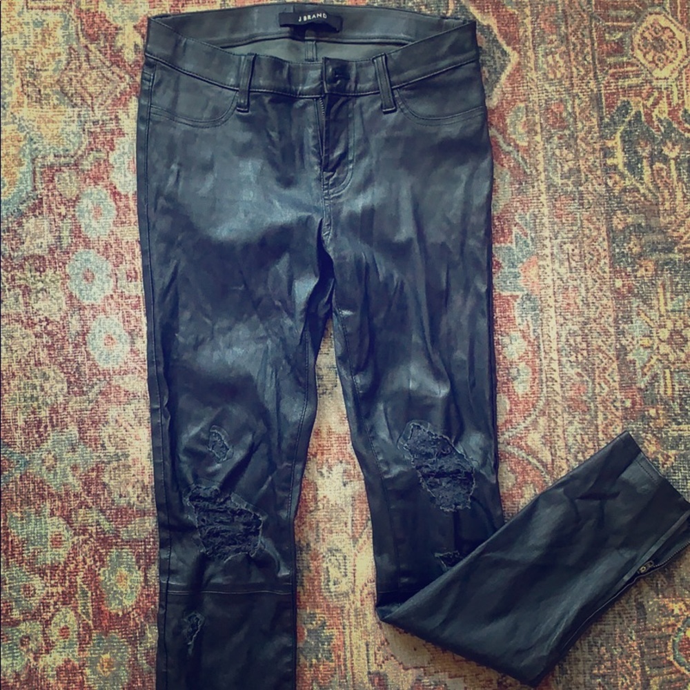 J brand leather distressed pants